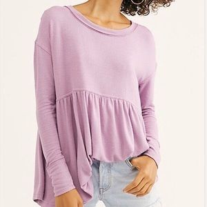 Free People Forever Your Girl Women's Long Sleeve Oversized Babydoll T-Shirt